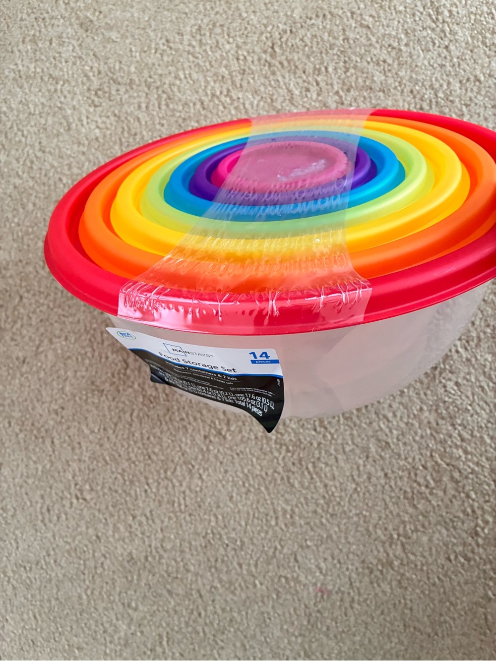 Mainstays Rainbow Nesting Food Storage Bowl Set - Multicolor